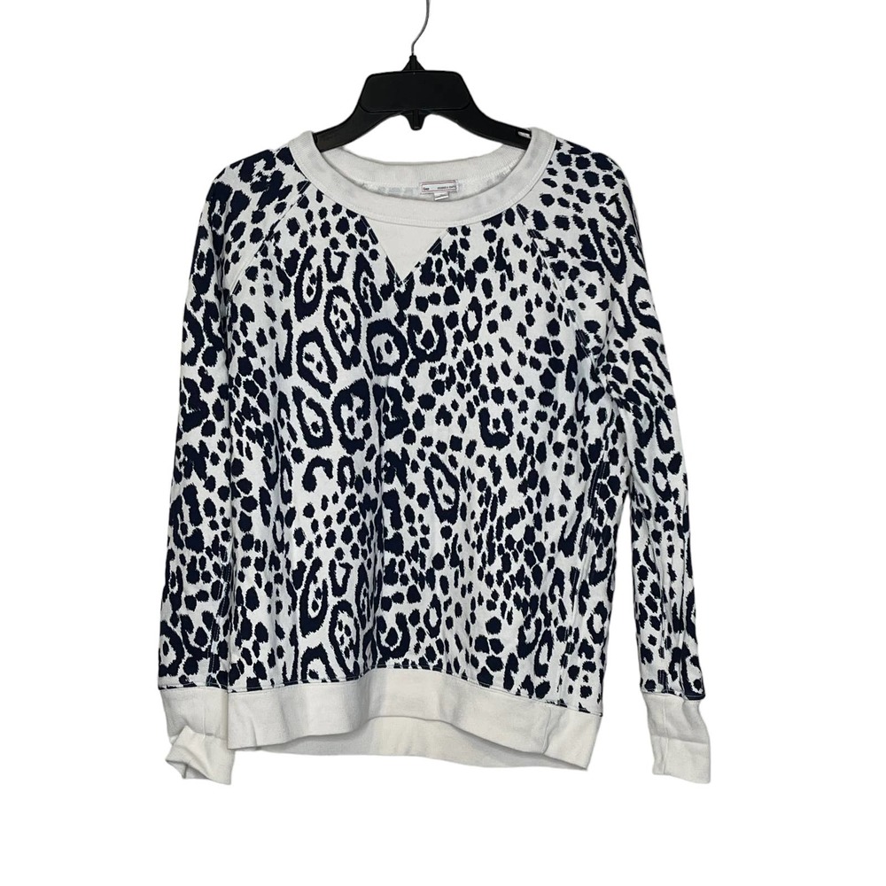 Gap Cotton‎ Pullover Sweatshirt Women Small Leopard Print Long Sleeve Crewneck